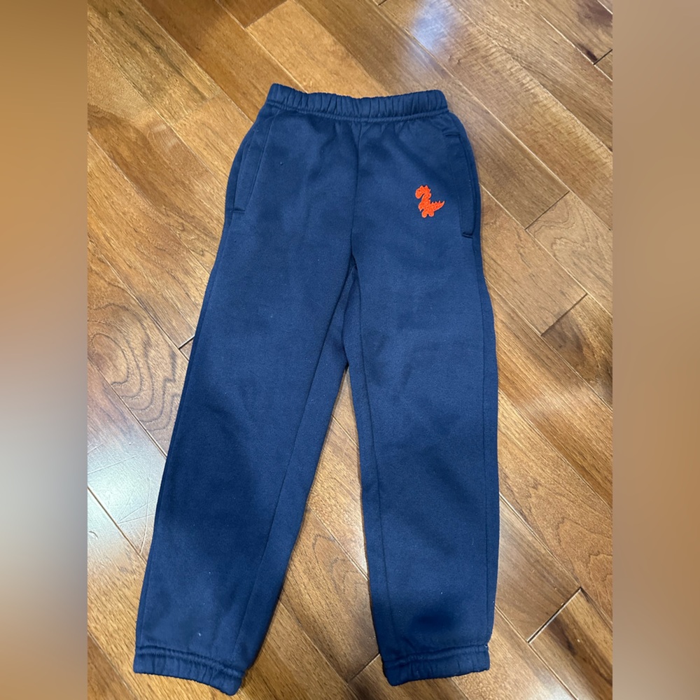 Kids Navy Joggers with Red Dinosaur Accent